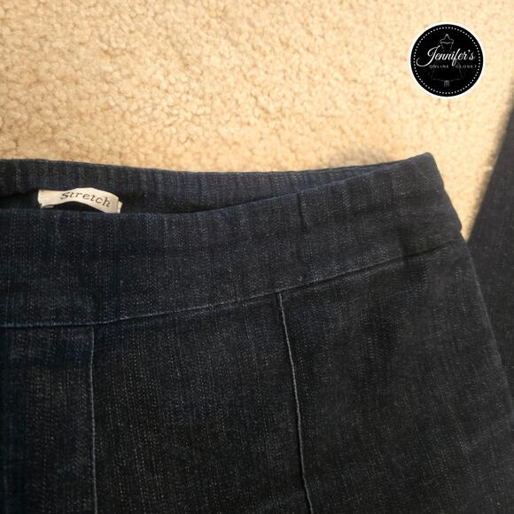 Draper's and Damon's Petite Stretch Dark Blue Pleated Leg Pull On Jeans Size PM - Picture 5 of 8